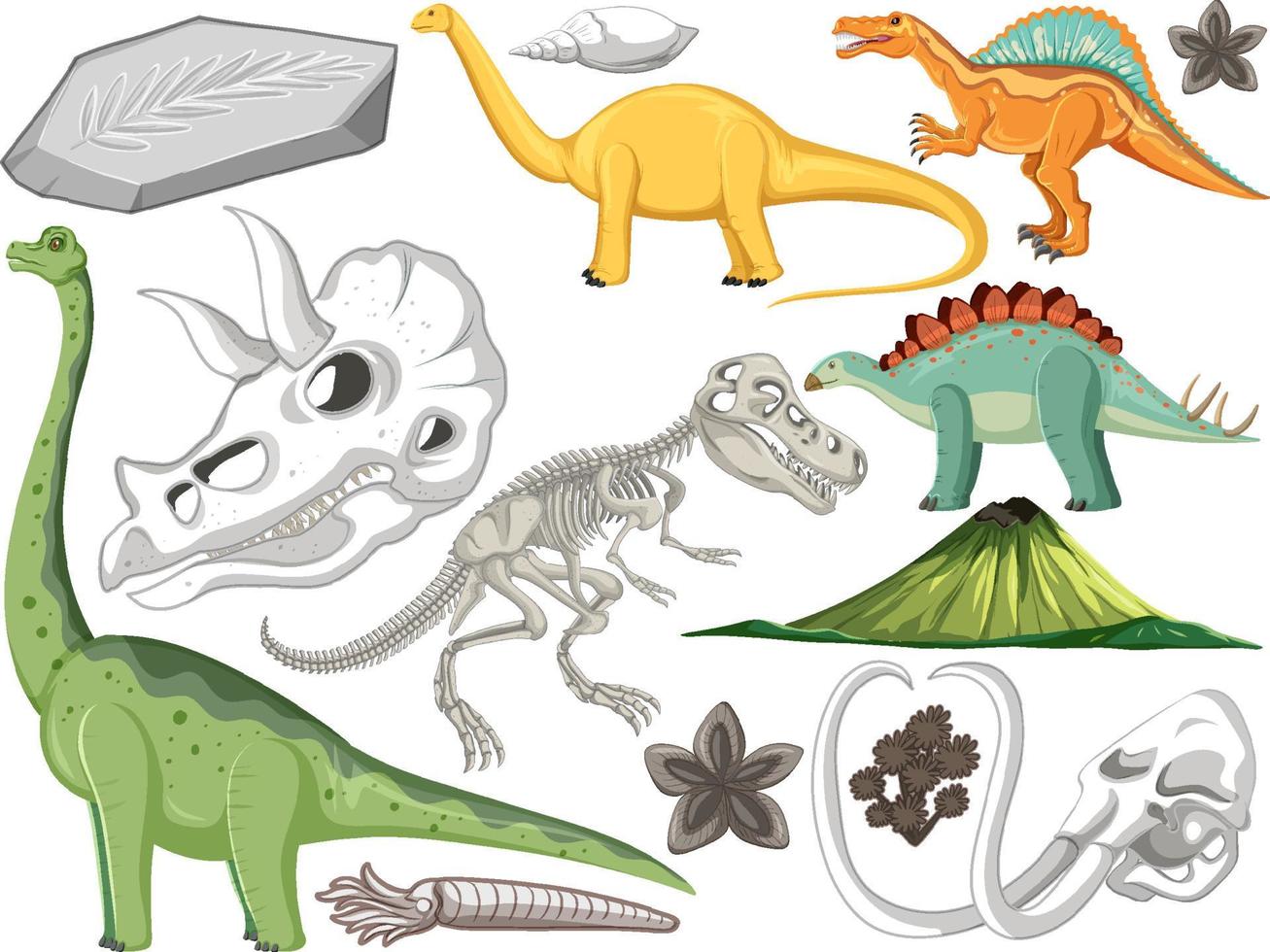 Set of different prehistoric dinosaur animal vector