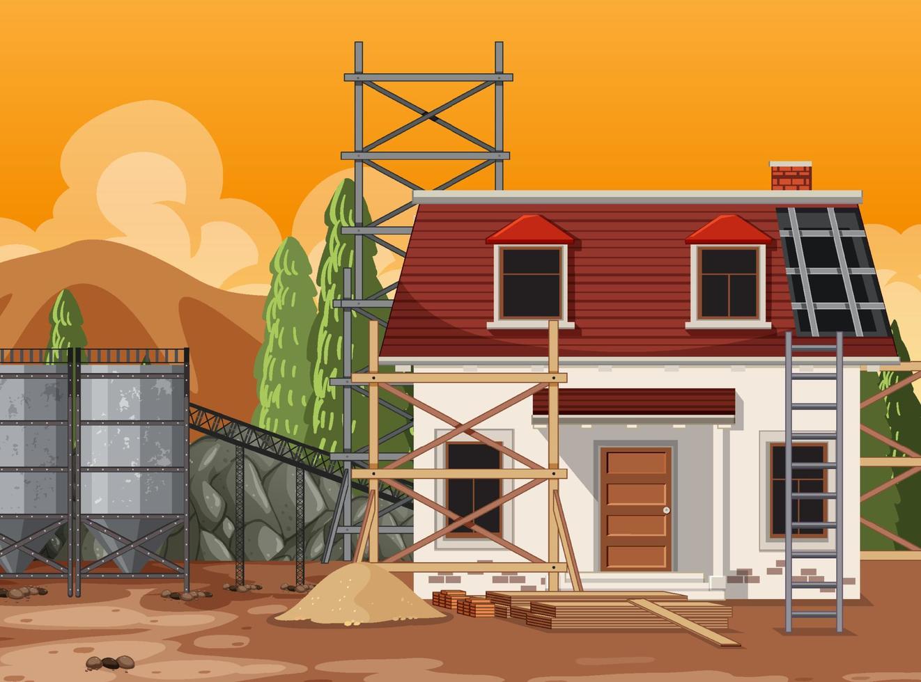 Scene of building construction site vector
