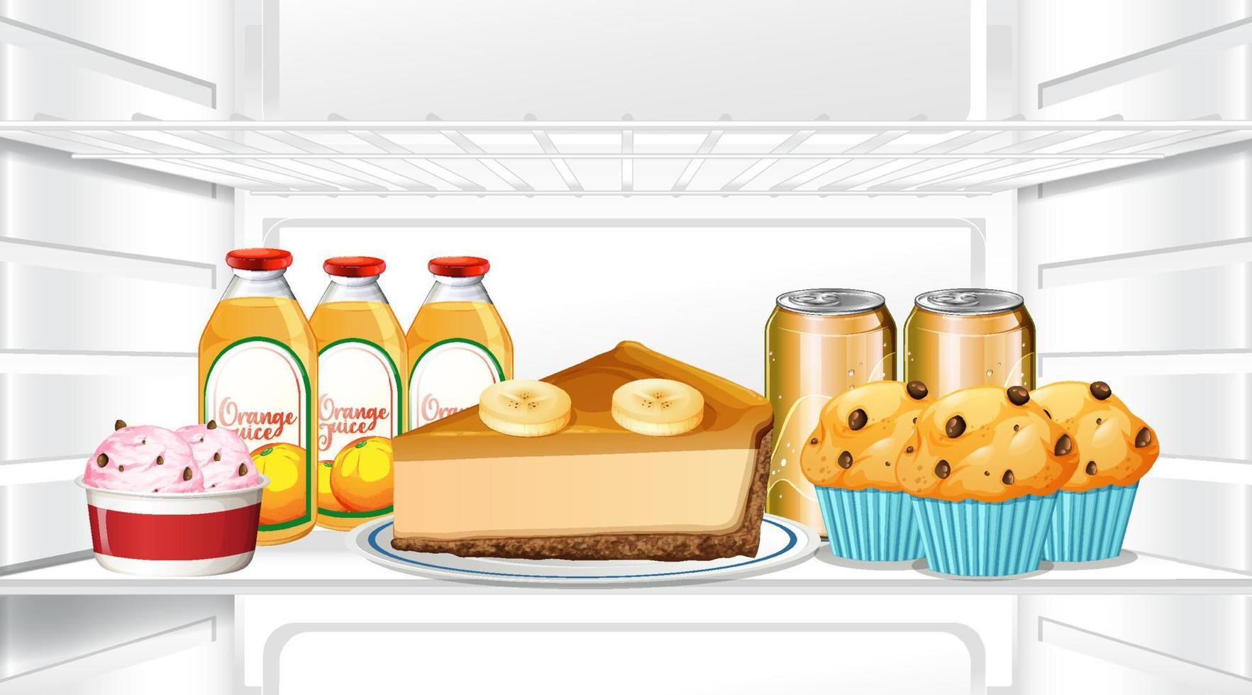 An inside the refrigerator with food vector