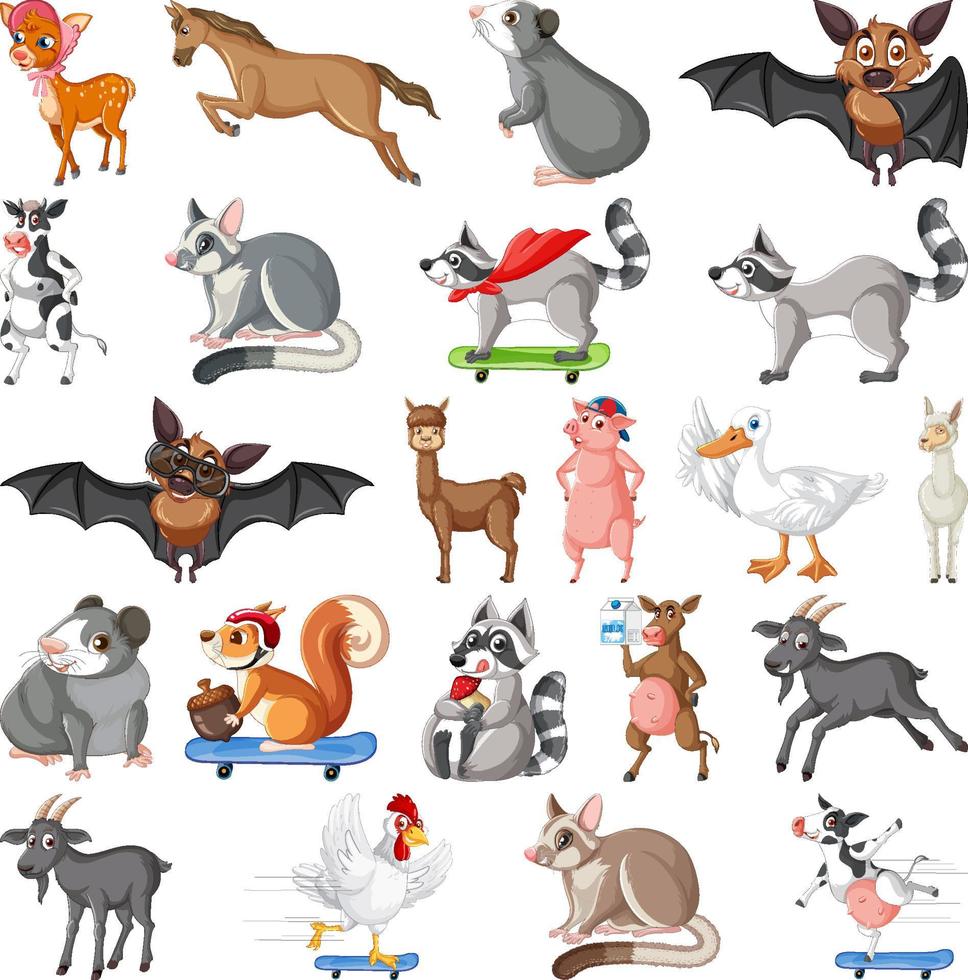 conjunto de diferentes niños de animales vector