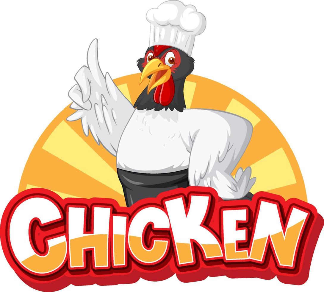 Chicken chef cartoon character logo vector