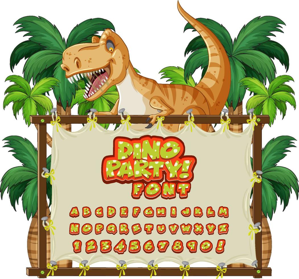 Font design for english alphabets in dinosaur character on canvas board vector
