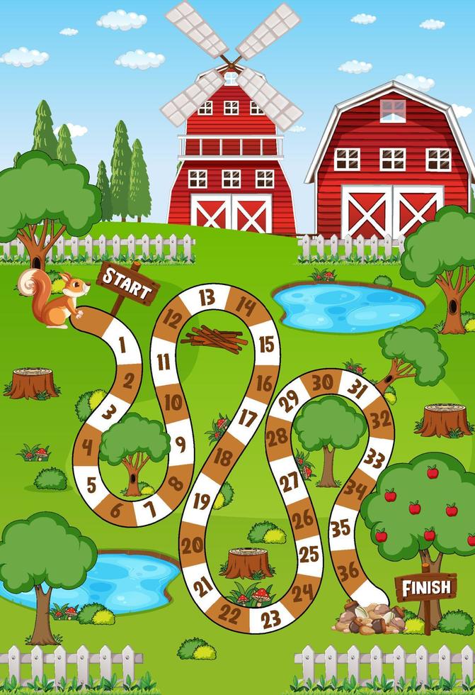 A farm boardgame template vector