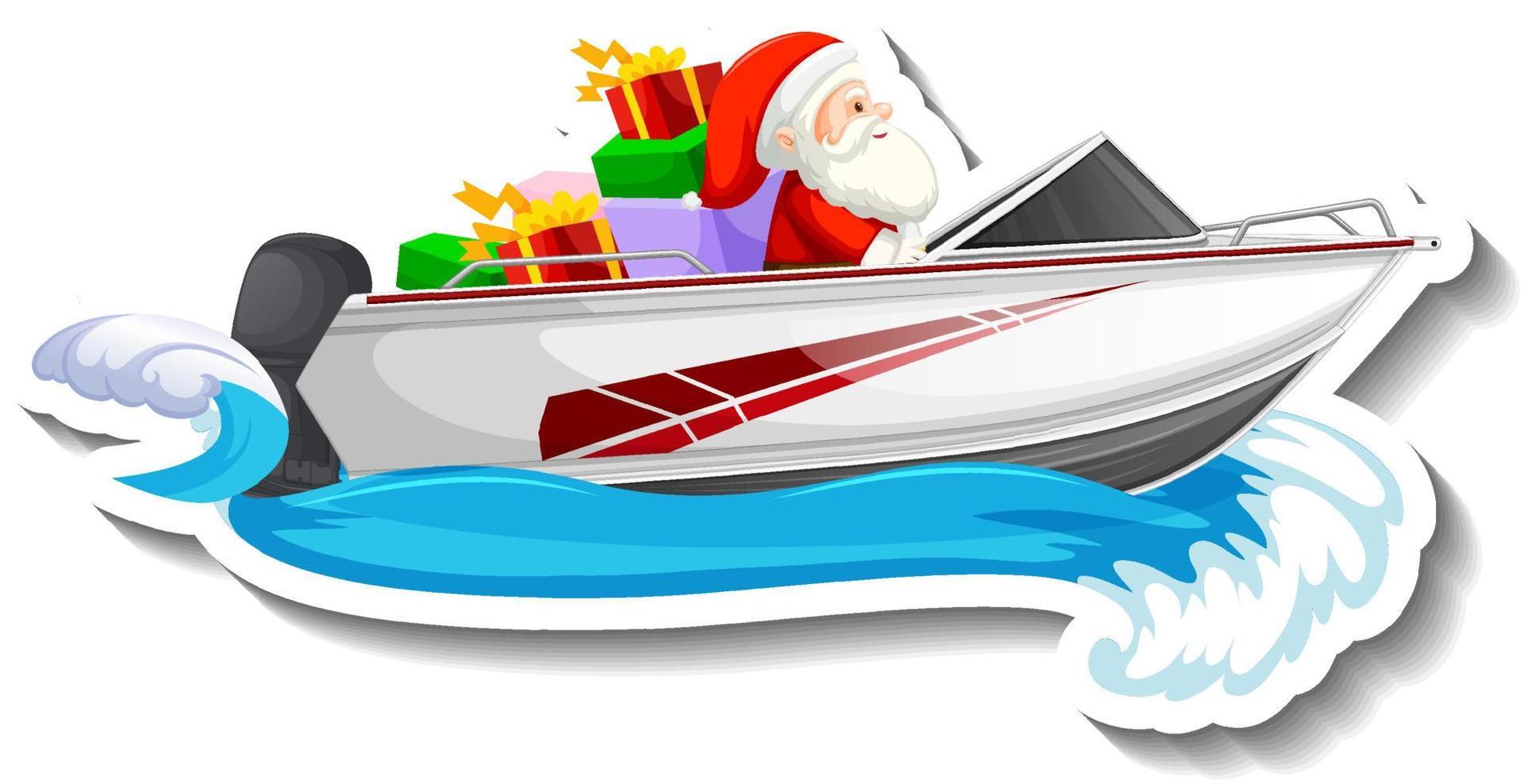 Santa Claus driving a speedboat vector