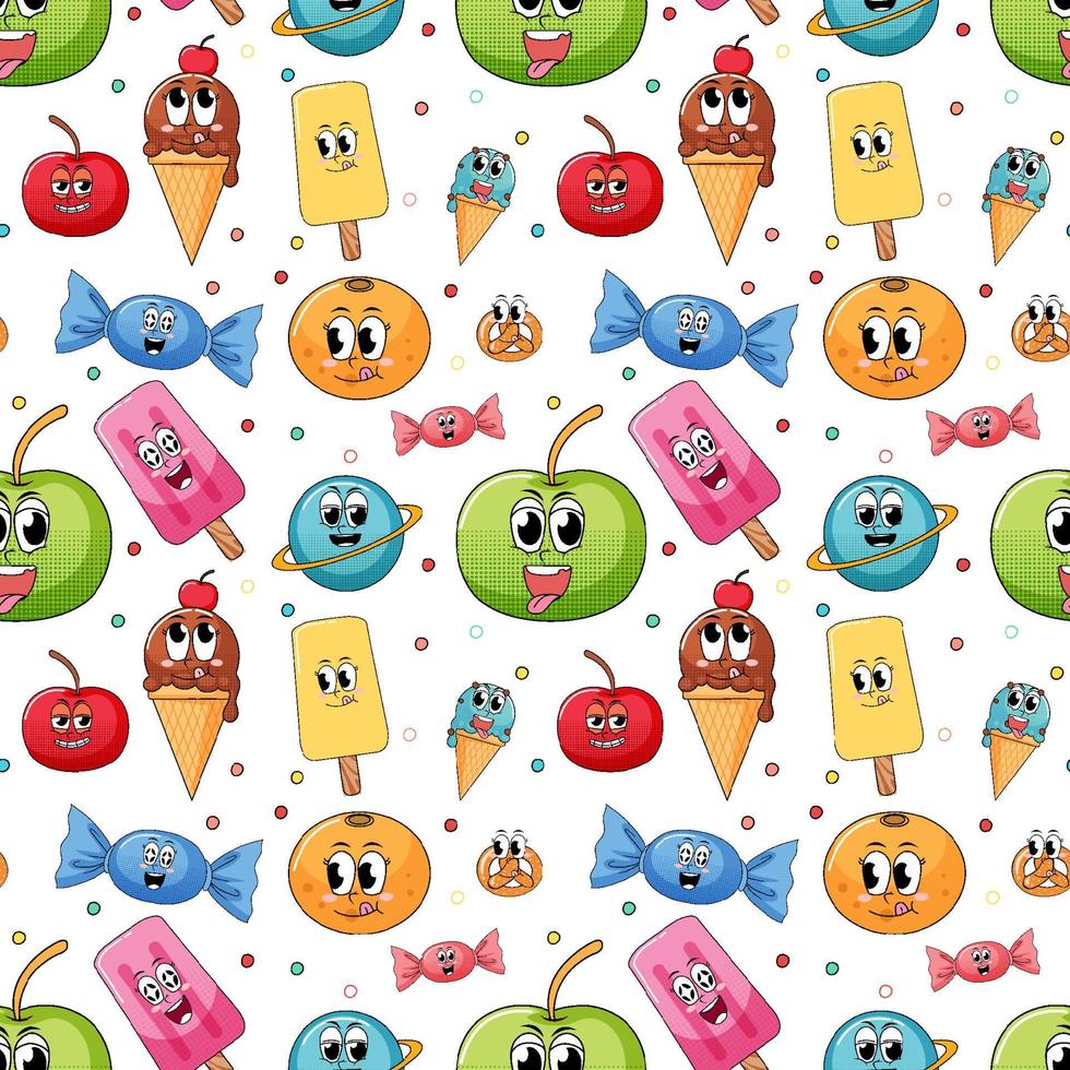 Seamless pattern cartoon on white background vector