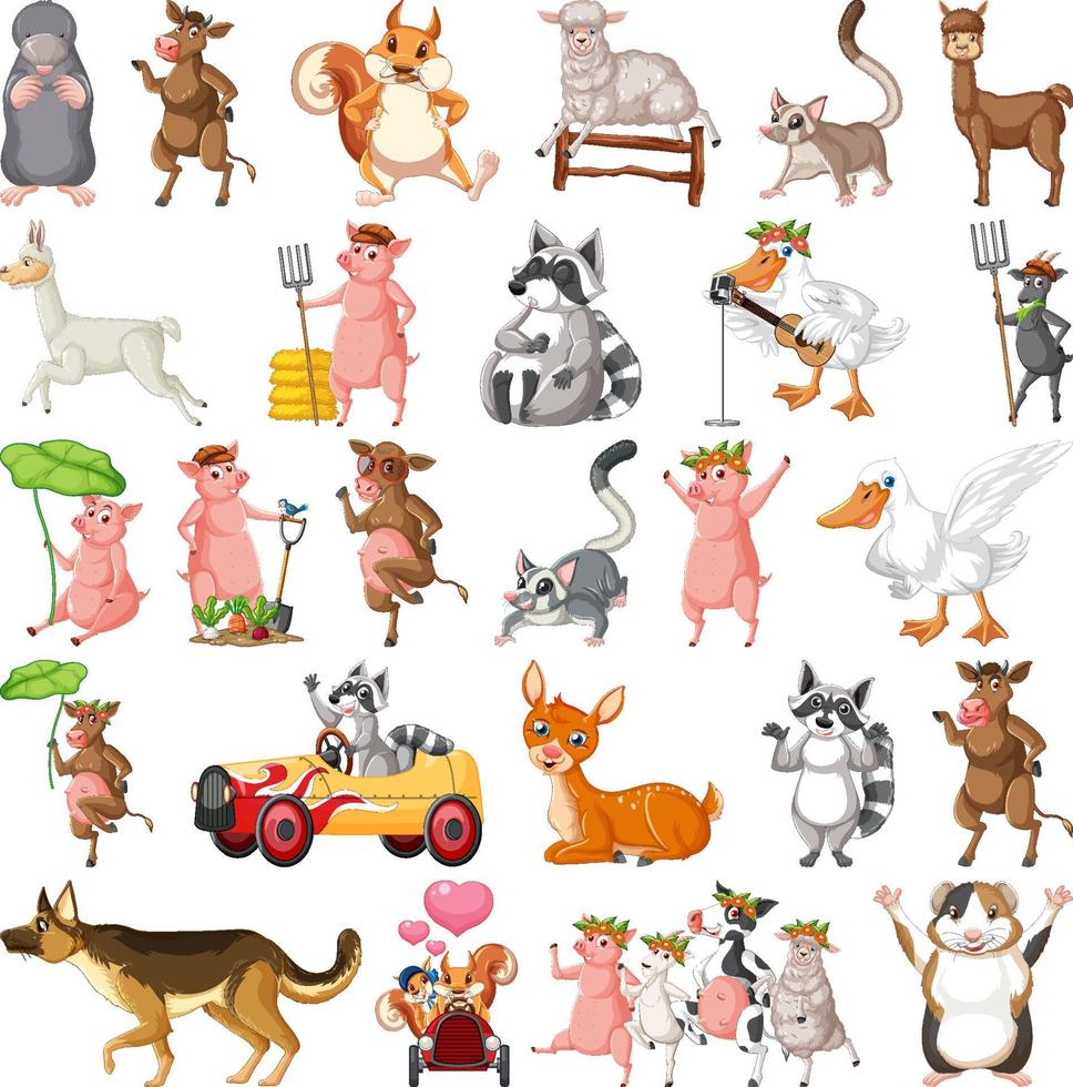 Set of different kids of animals vector