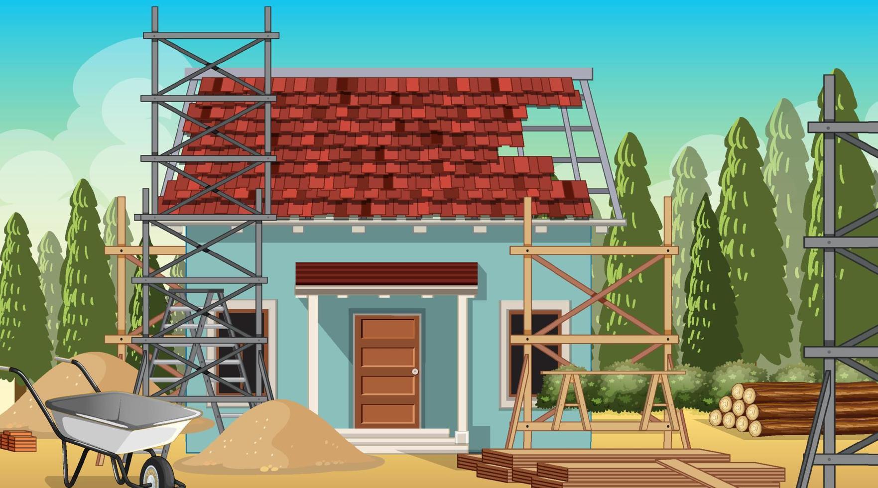 House construction site scene vector