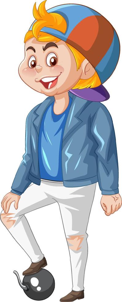 A Cute Boy Standing on White Background vector