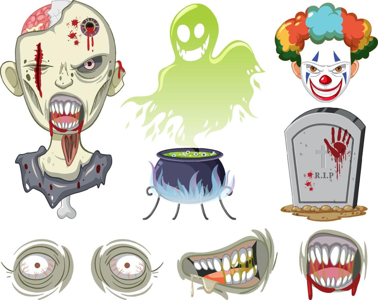 tema de halloween con zombie y payaso vector