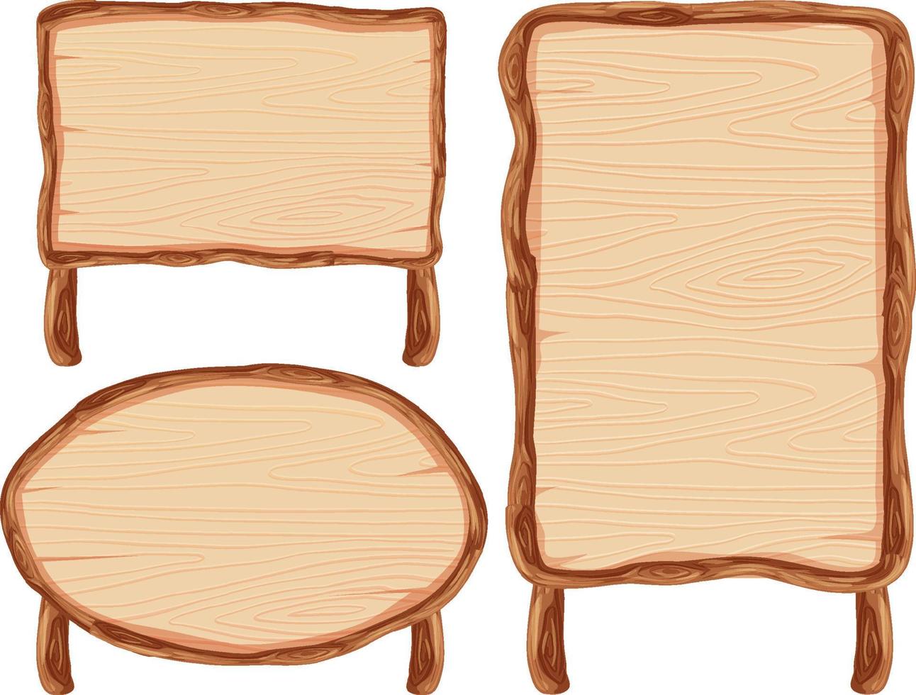 Set of wooden sign banner vector