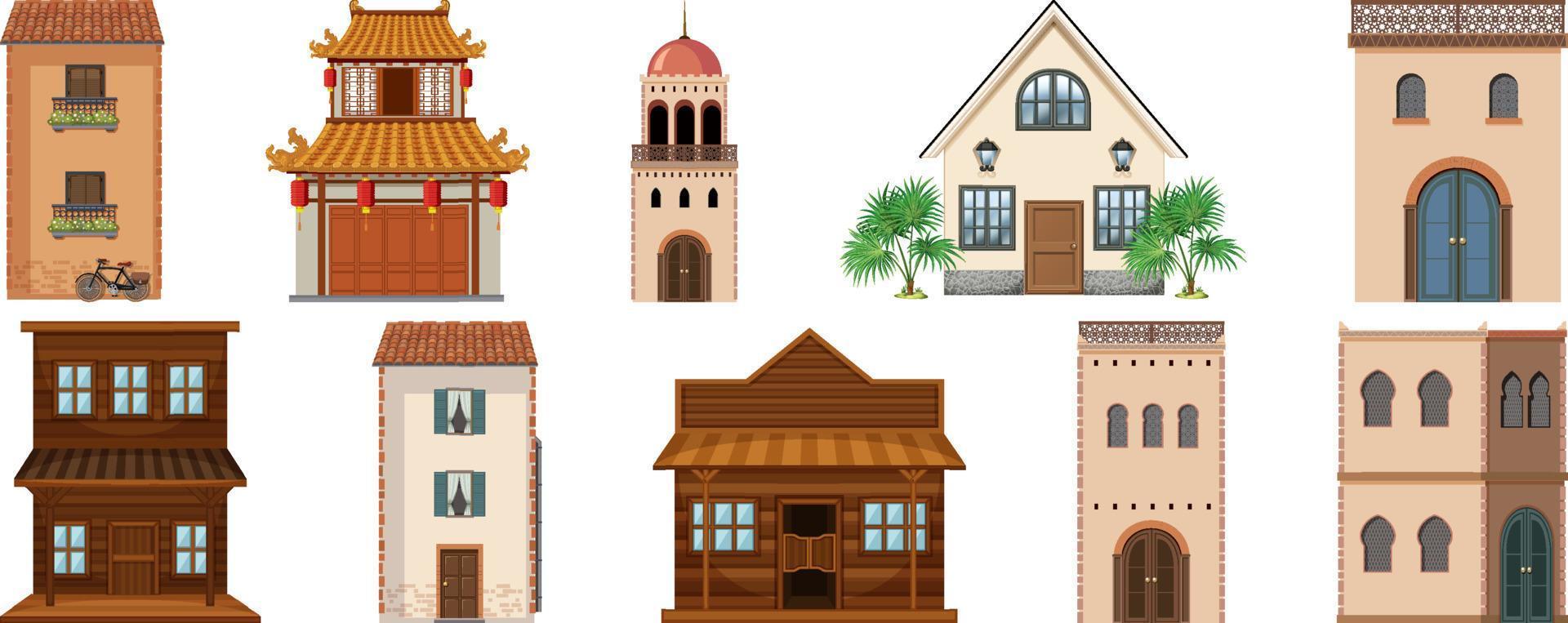 Different designs of houses he world vector