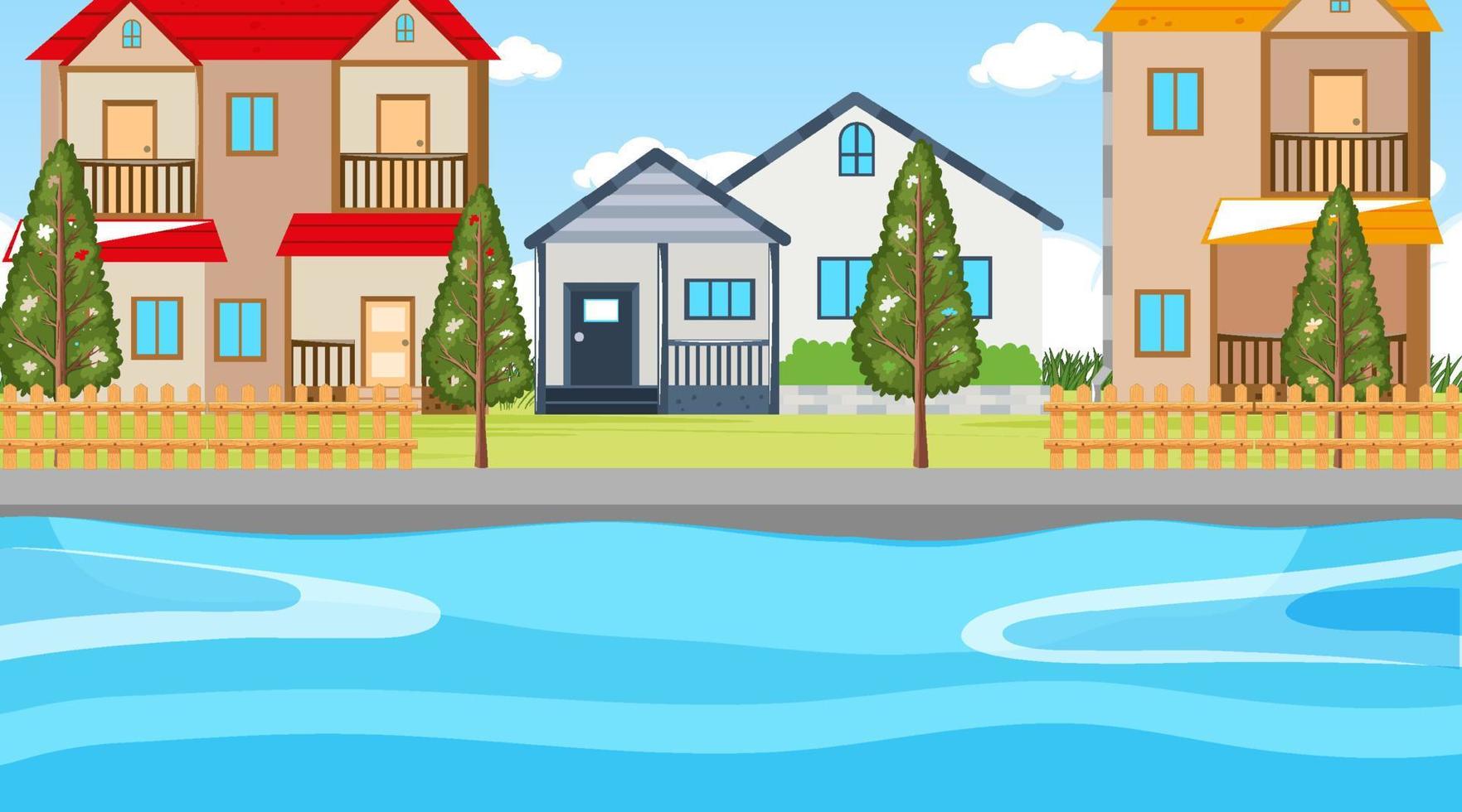 Scene with house and garden vector