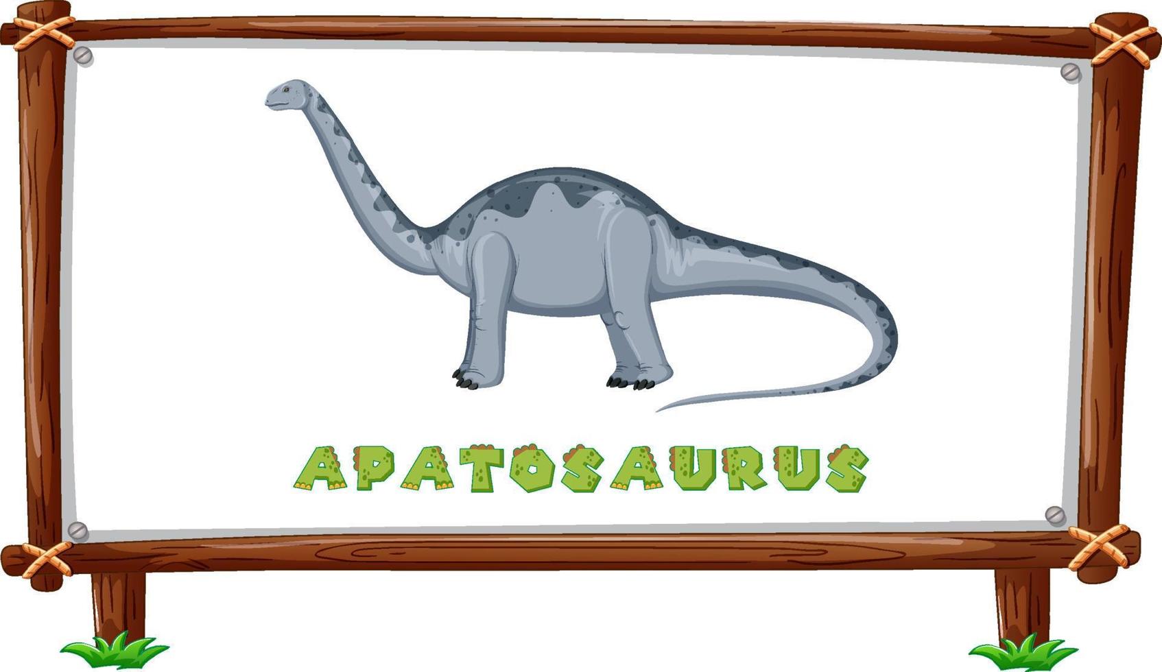 plantilla de marco con dinosaurios y diseño de apatosaurio de texto dentro vector