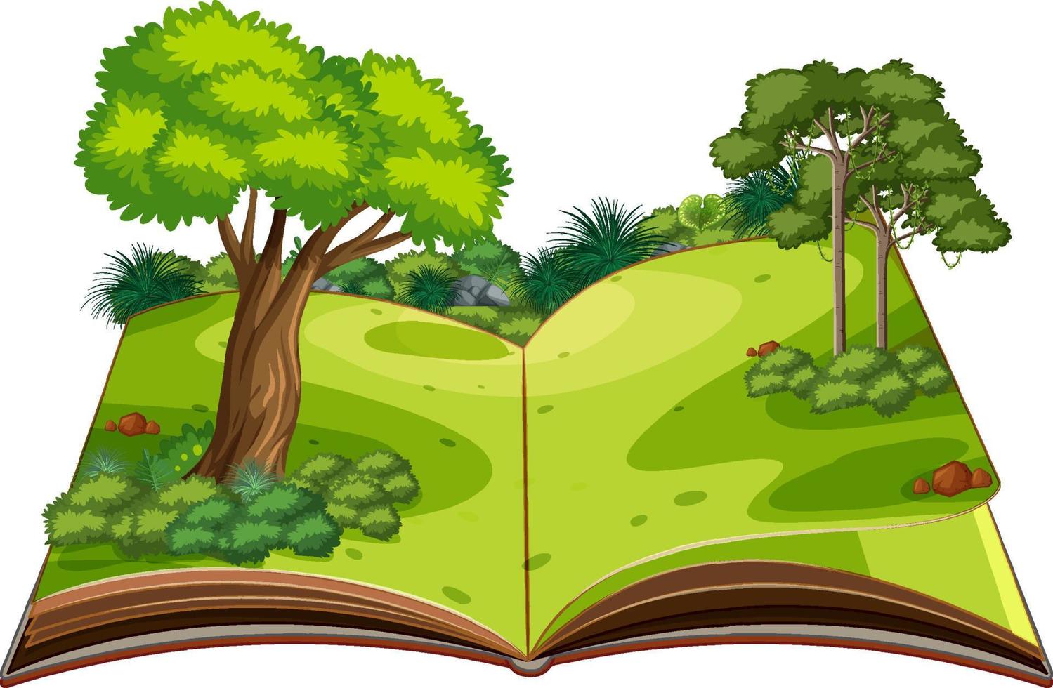 libro emergente con escena de la naturaleza al aire libre vector