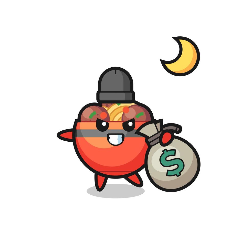 Illustration of meatball bowl cartoon is stolen the money vector