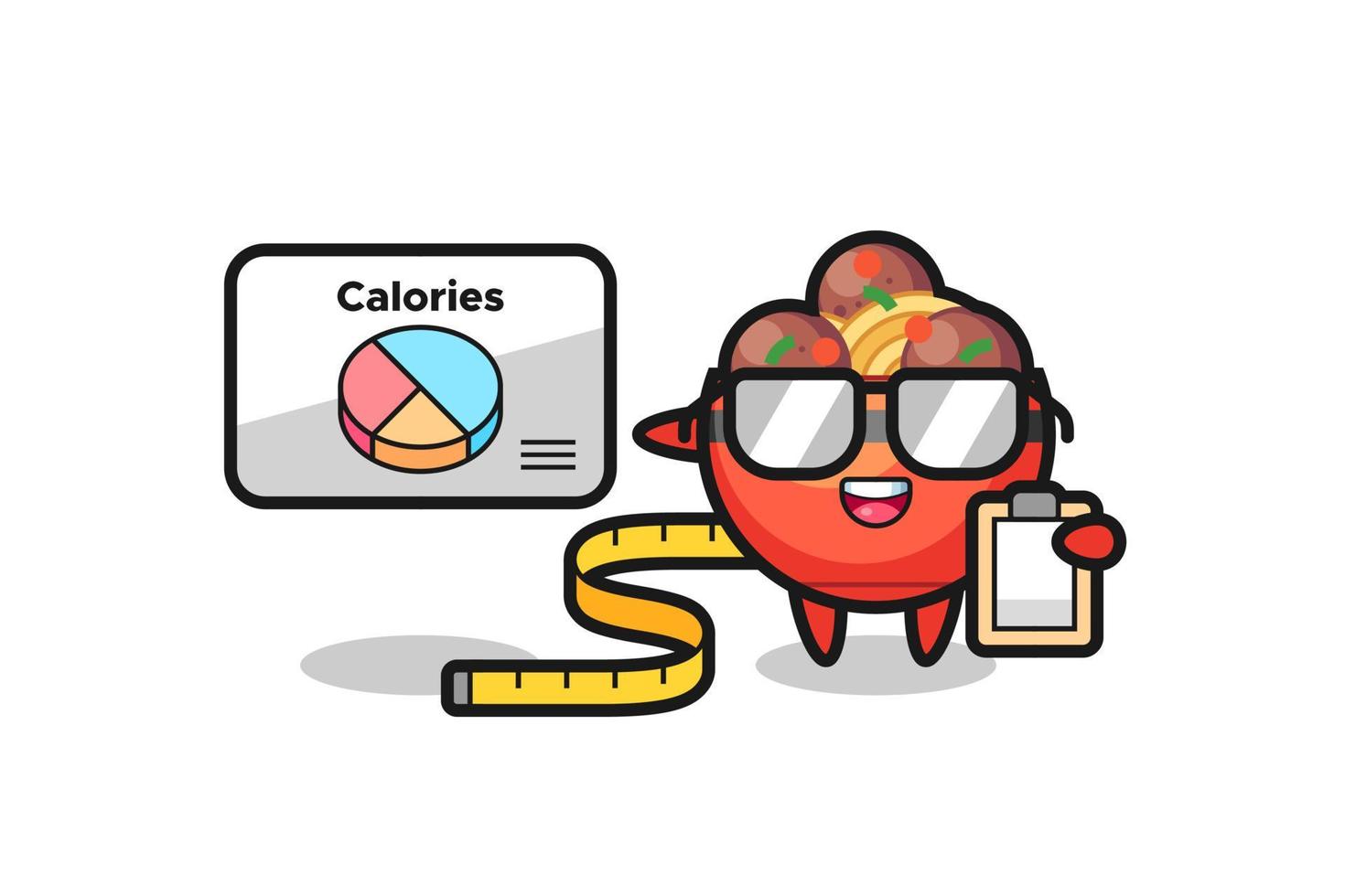 Illustration of meatball bowl mascot as a dietitian vector