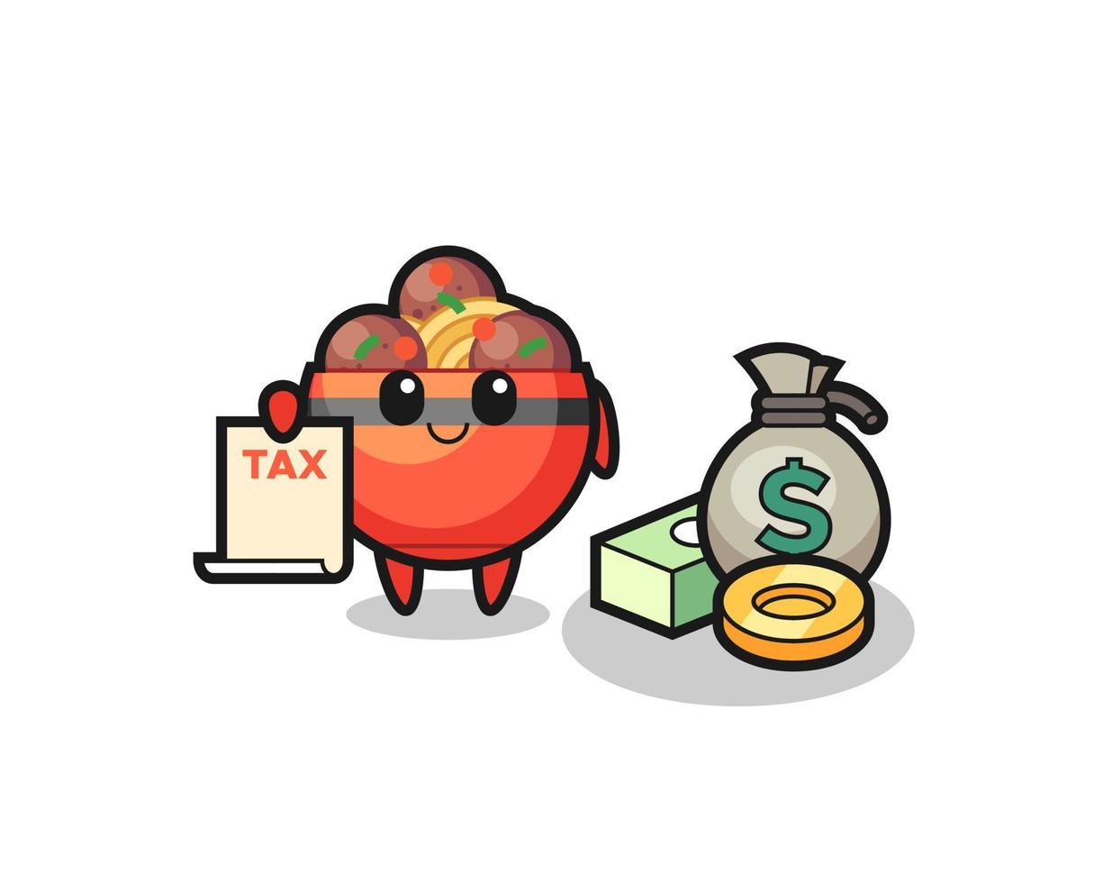 Character cartoon of meatball bowl as a accountant vector
