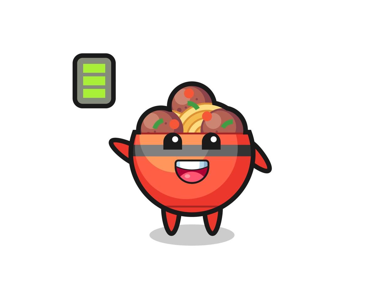 meatball bowl mascot character with energetic gesture vector