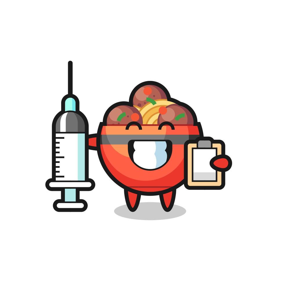 Mascot Illustration of meatball bowl as a doctor vector