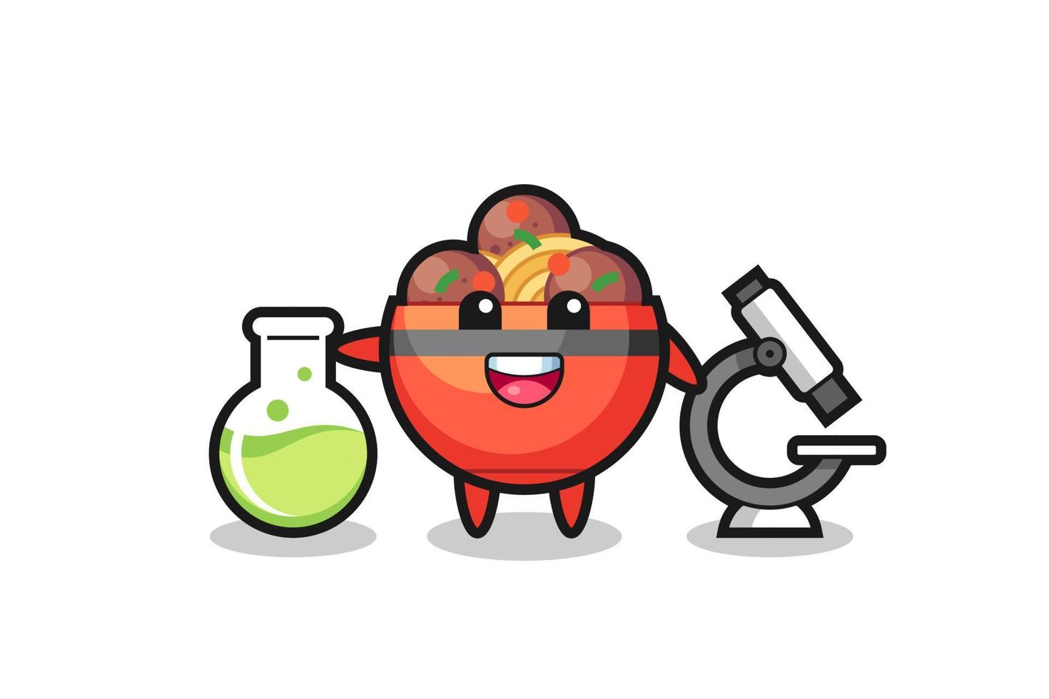 Mascot character of meatball bowl as a scientist vector