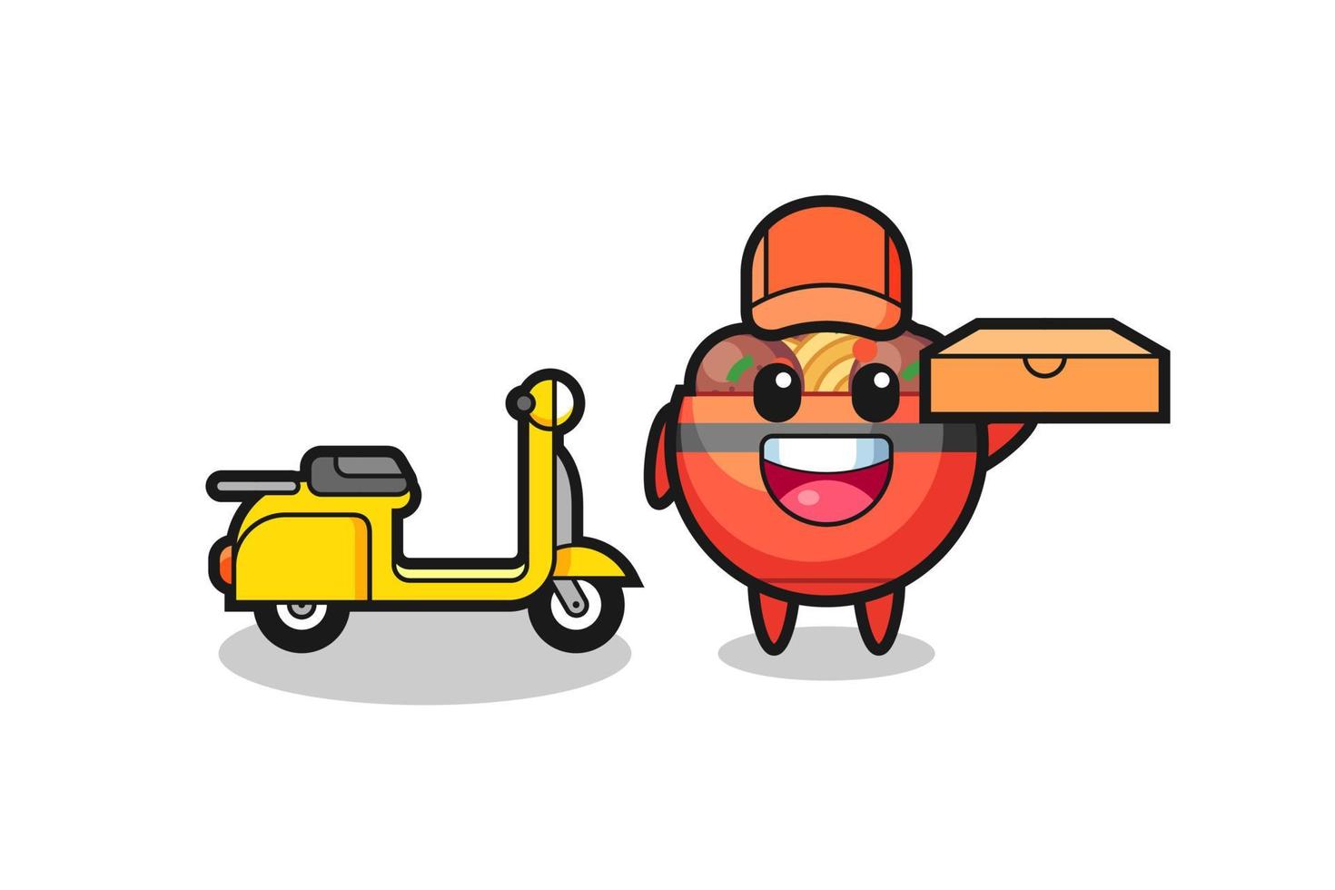 Character Illustration of meatball bowl as a pizza deliveryman vector