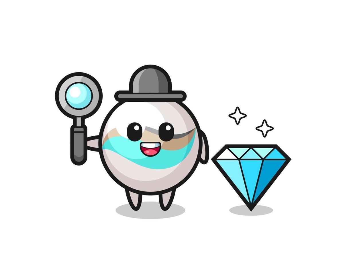 ilustración de un personaje de juguete de mármol con un diamante vector