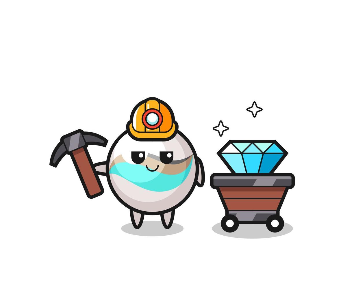 Character Illustration of marble toy as a miner vector