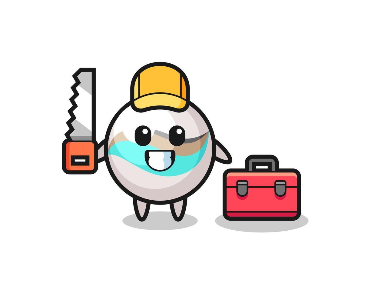 Illustration of marble toy character as a woodworker vector