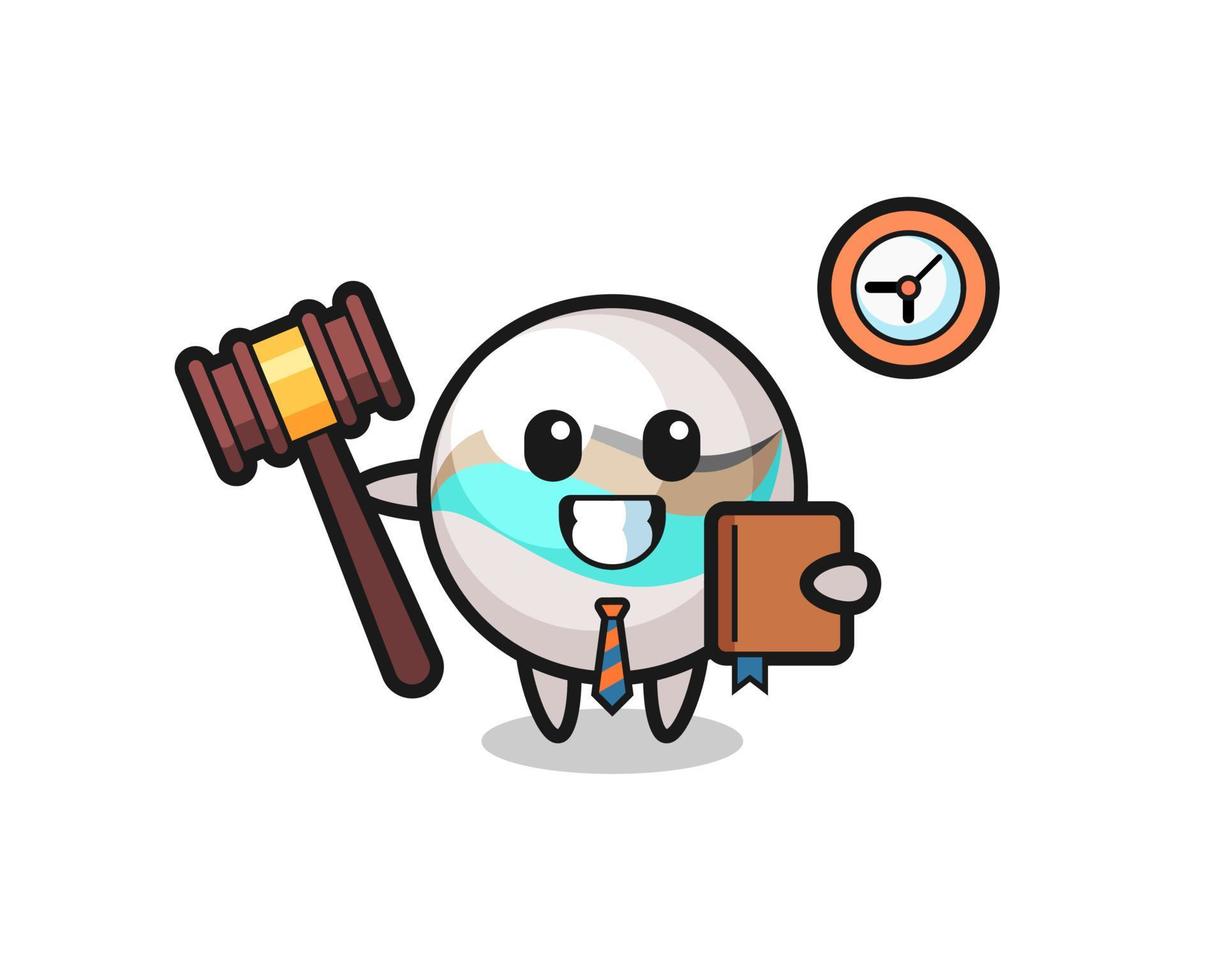 Mascot cartoon of marble toy as a judge vector