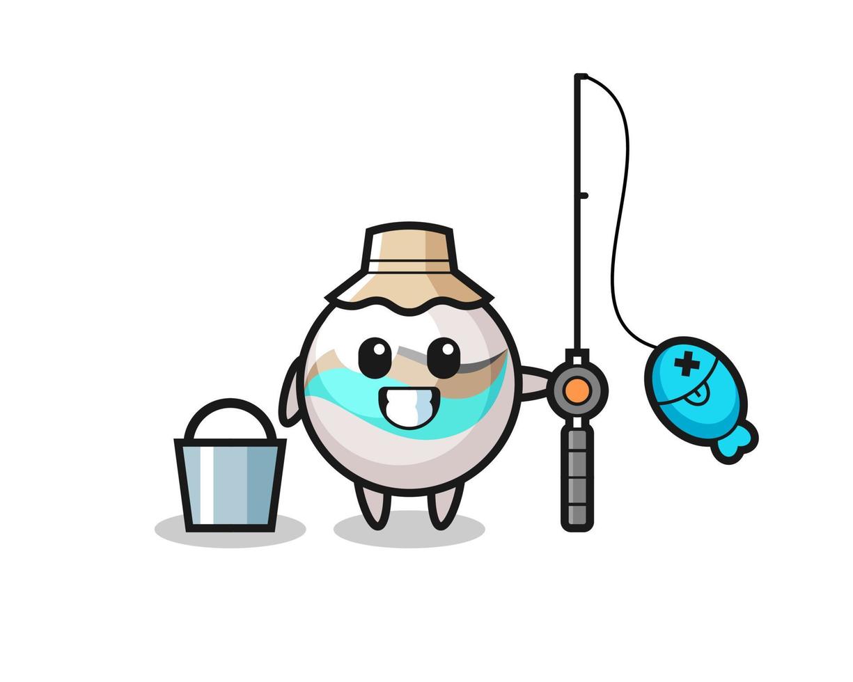 Mascot character of marble toy as a fisherman vector
