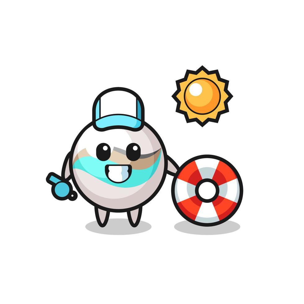 Cartoon mascot of marble toy as a beach guard vector