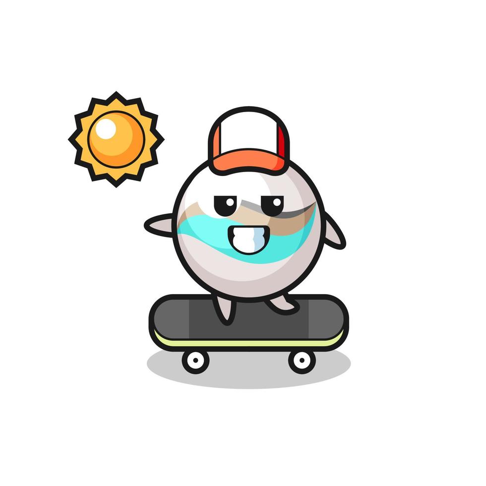 ilustración de personaje de juguete de mármol andar en patineta vector