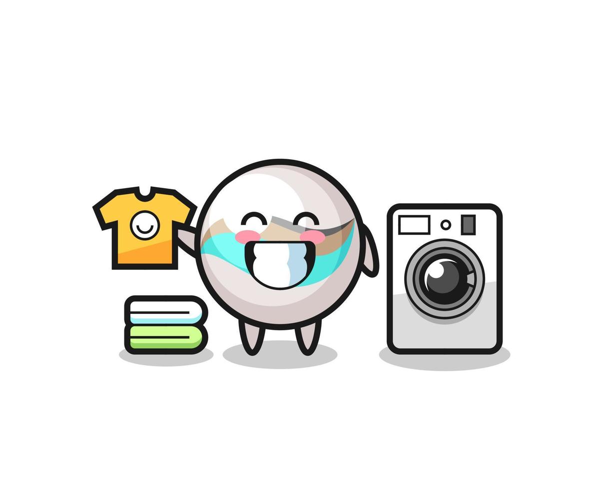 Mascot cartoon of marble toy with washing machine vector