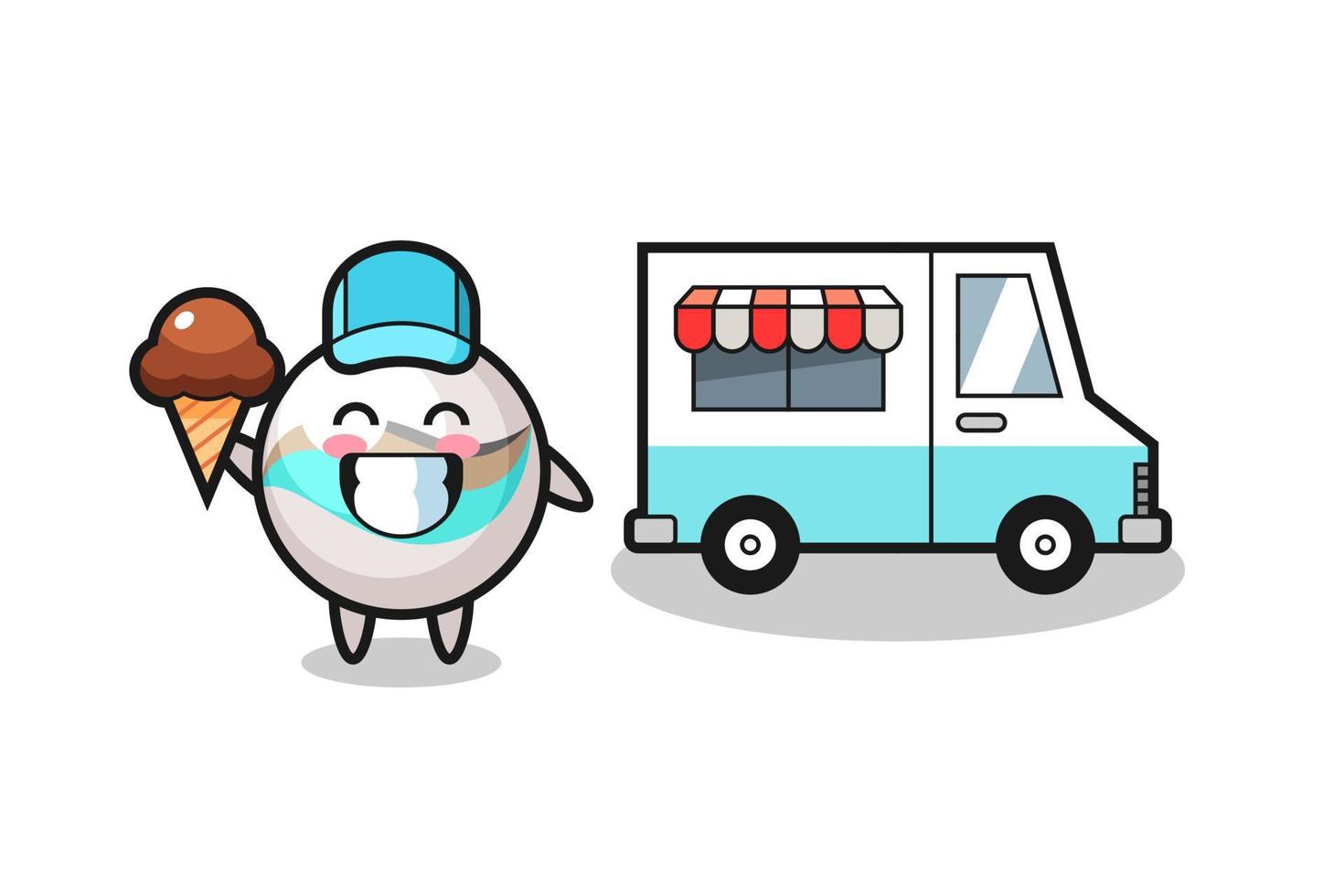 Mascot cartoon of marble toy with ice cream truck vector