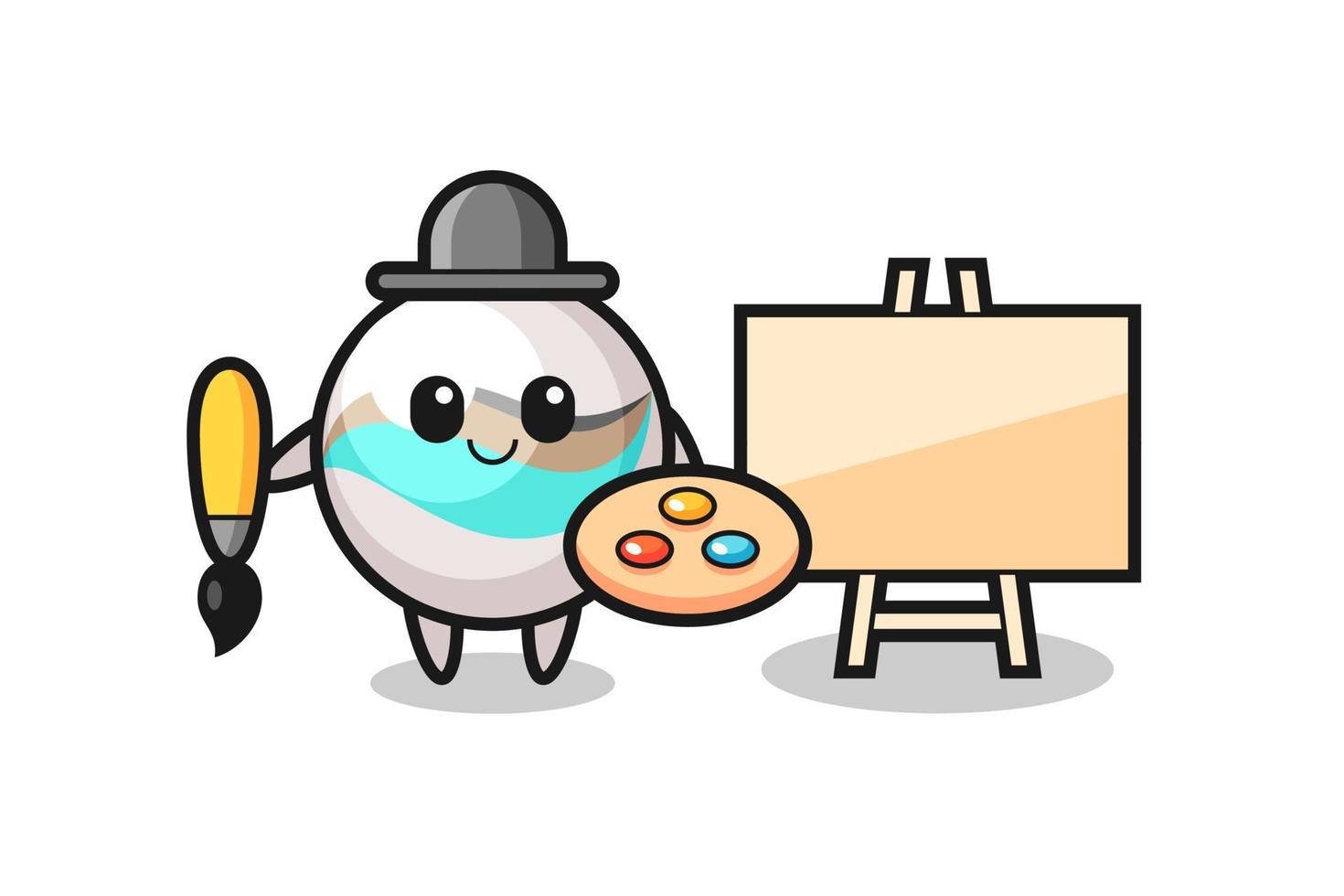Illustration of marble toy mascot as a painter vector