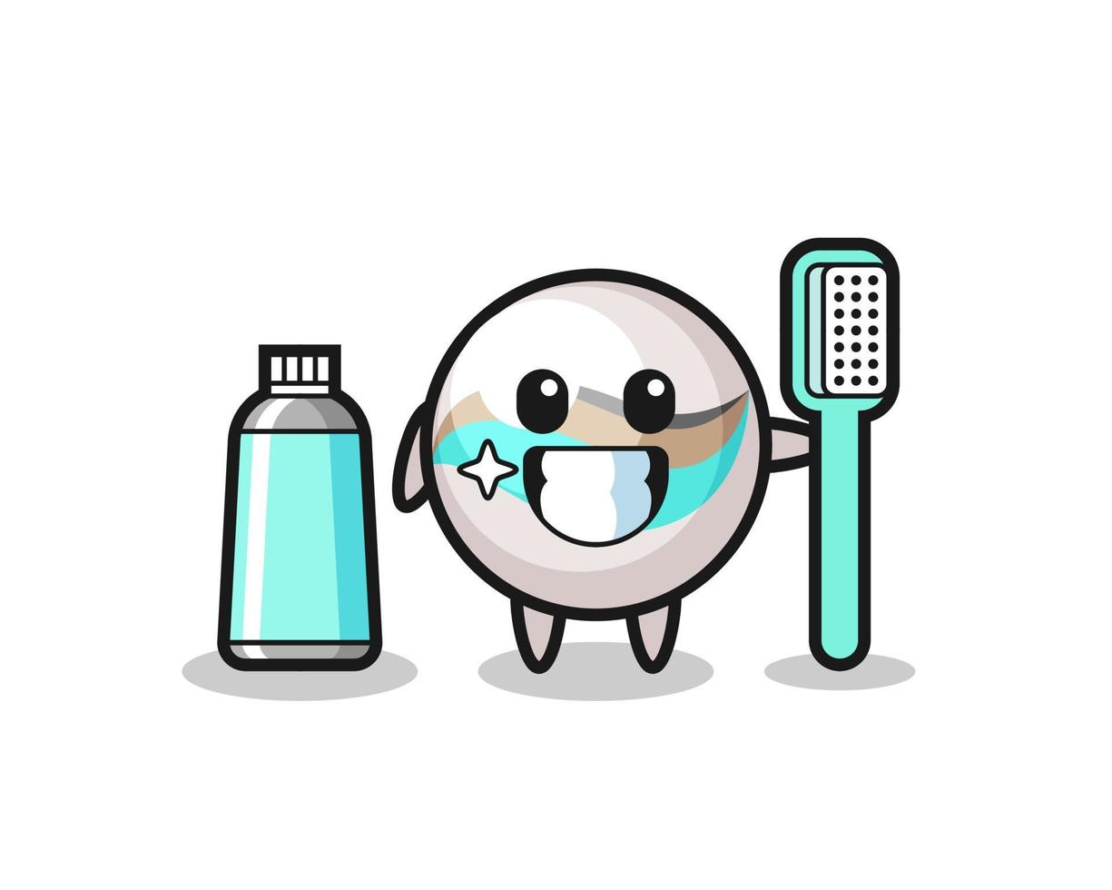 Mascot Illustration of marble toy with a toothbrush vector