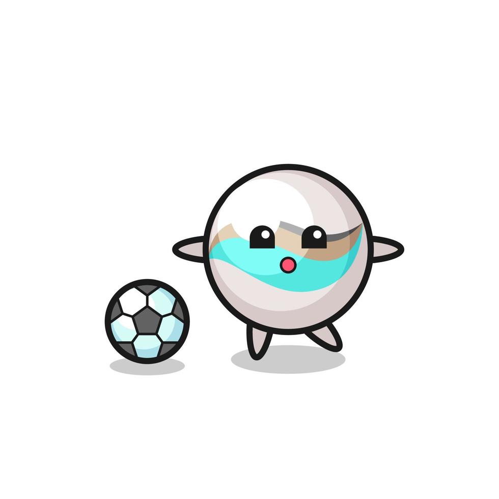 Illustration of marble toy cartoon is playing soccer vector