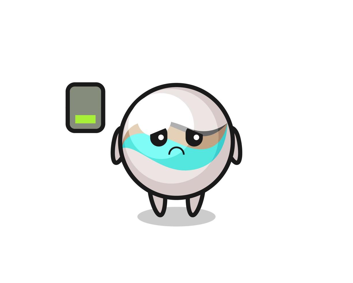 marble toy mascot character doing a tired gesture vector