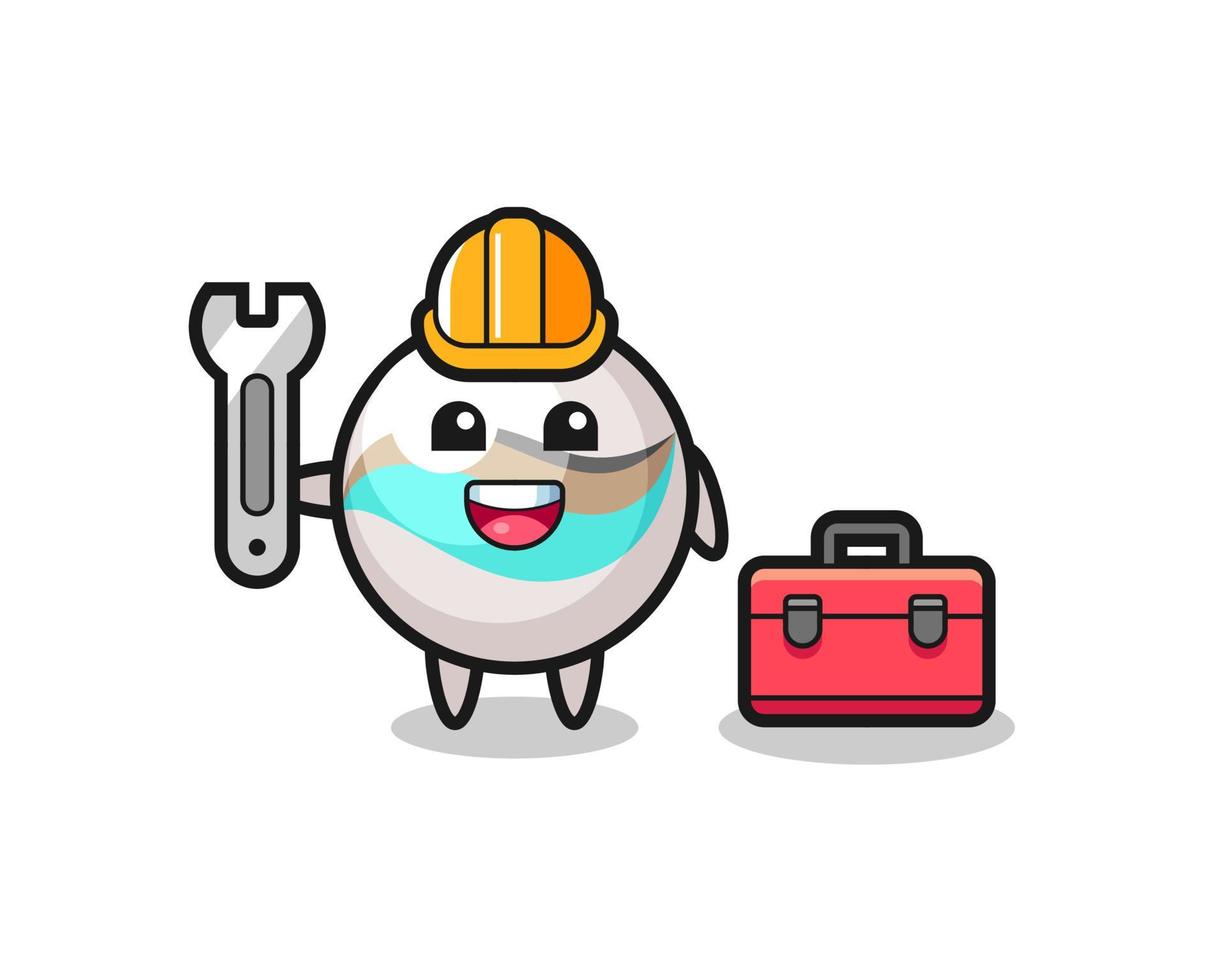 Mascot cartoon of marble toy as a mechanic vector