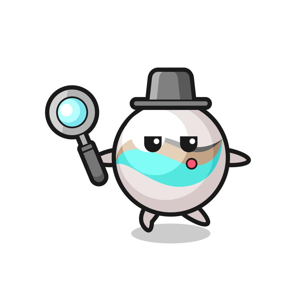 marble toy cartoon character searching with a magnifying glass vector