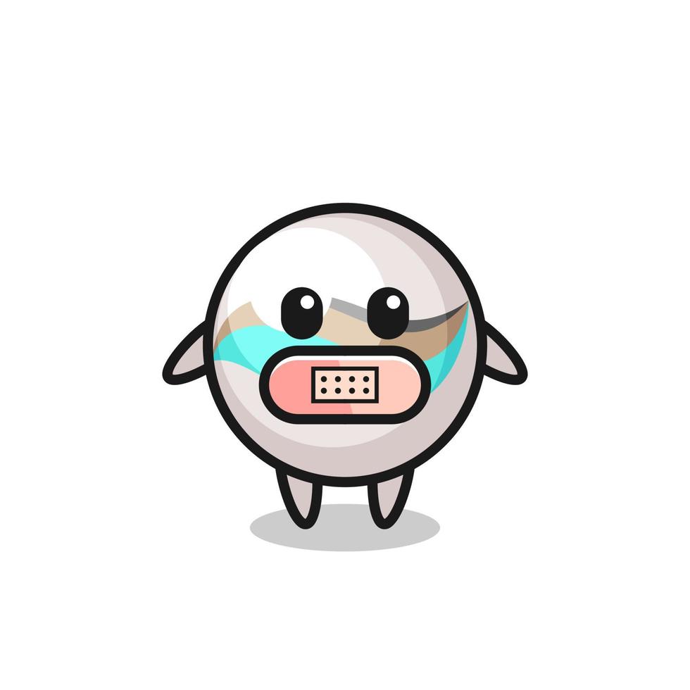 Cartoon Illustration of marble toy with tape on mouth vector