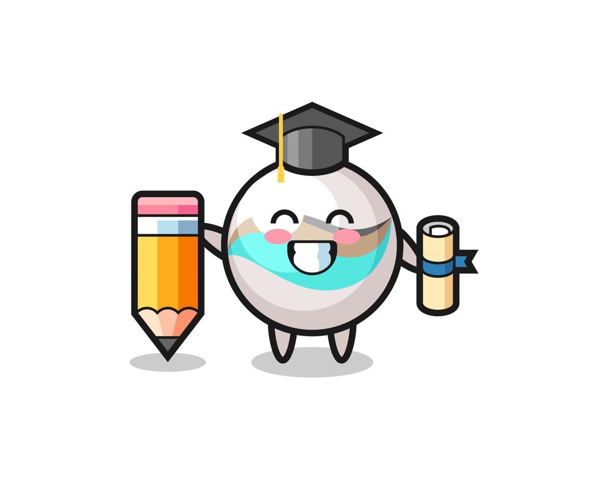 marble toy illustration cartoon is graduation with a giant pencil vector