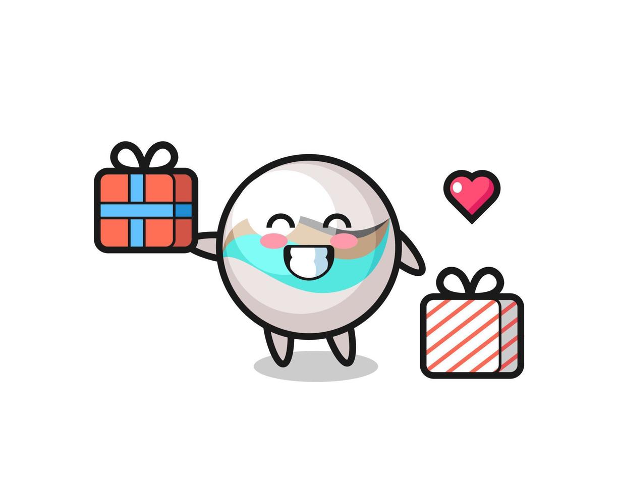 marble toy mascot cartoon giving the gift vector