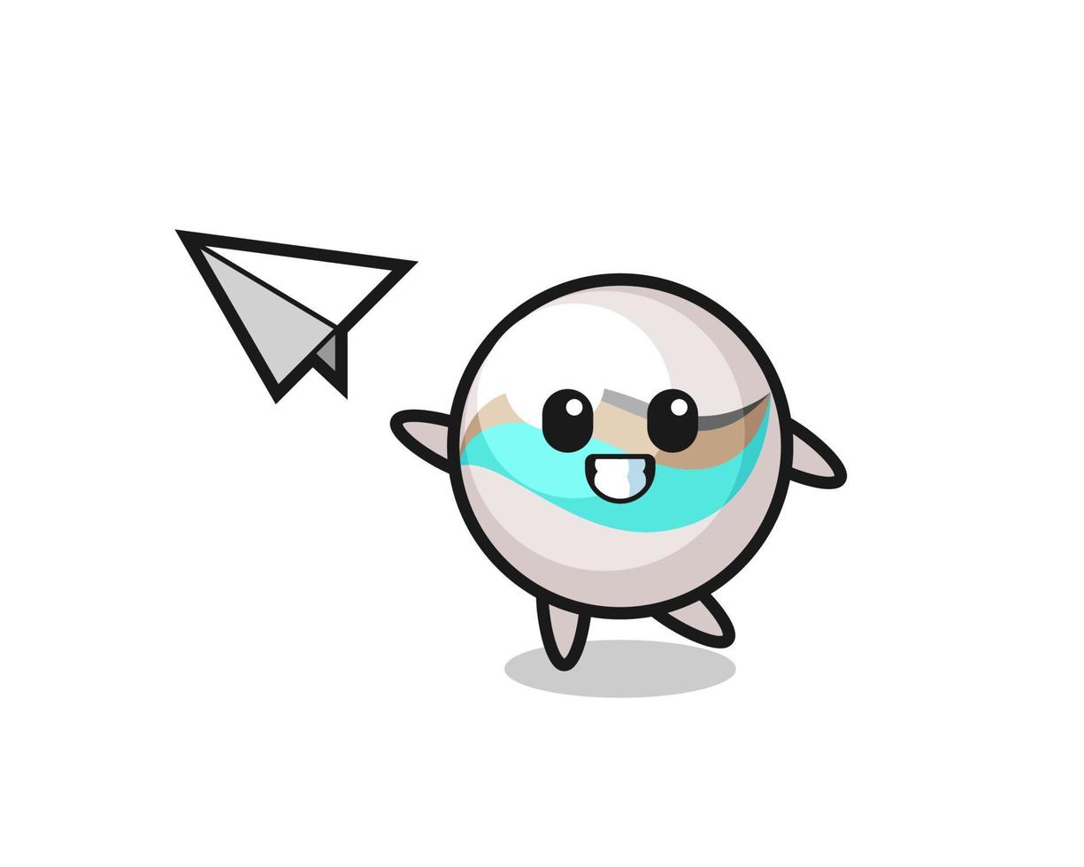 marble toy cartoon character throwing paper airplane vector