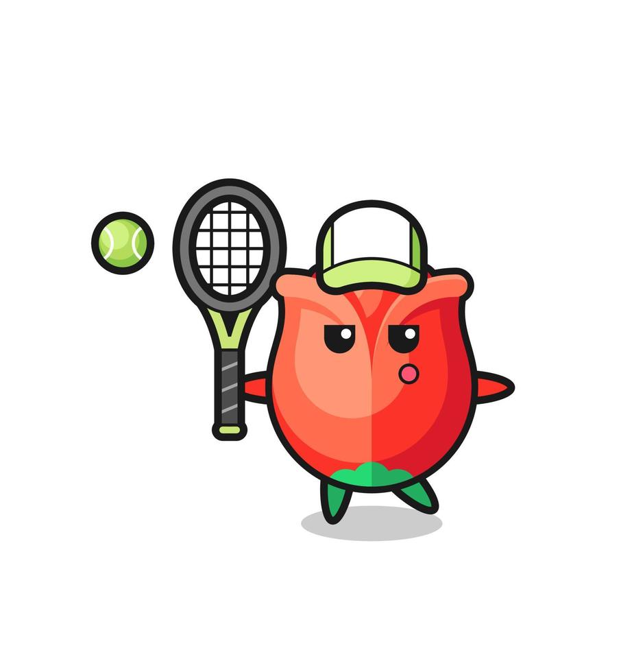 Cartoon character of rose as a tennis player vector