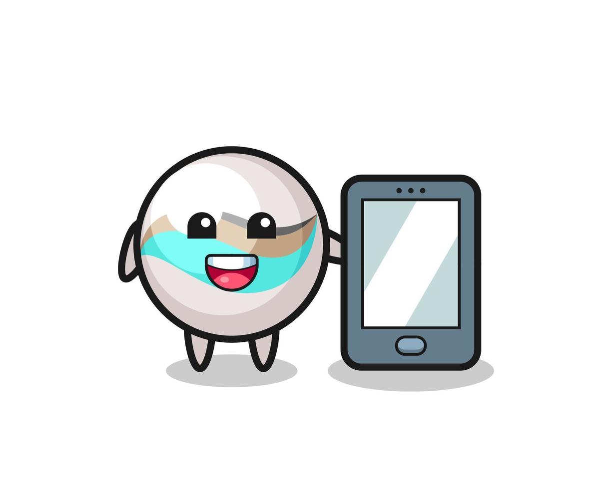 marble toy illustration cartoon holding a smartphone vector