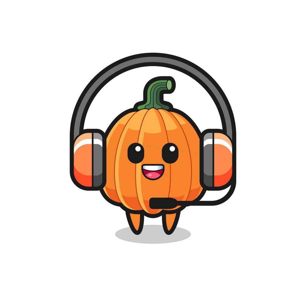 Cartoon mascot of pumpkin as a customer service vector