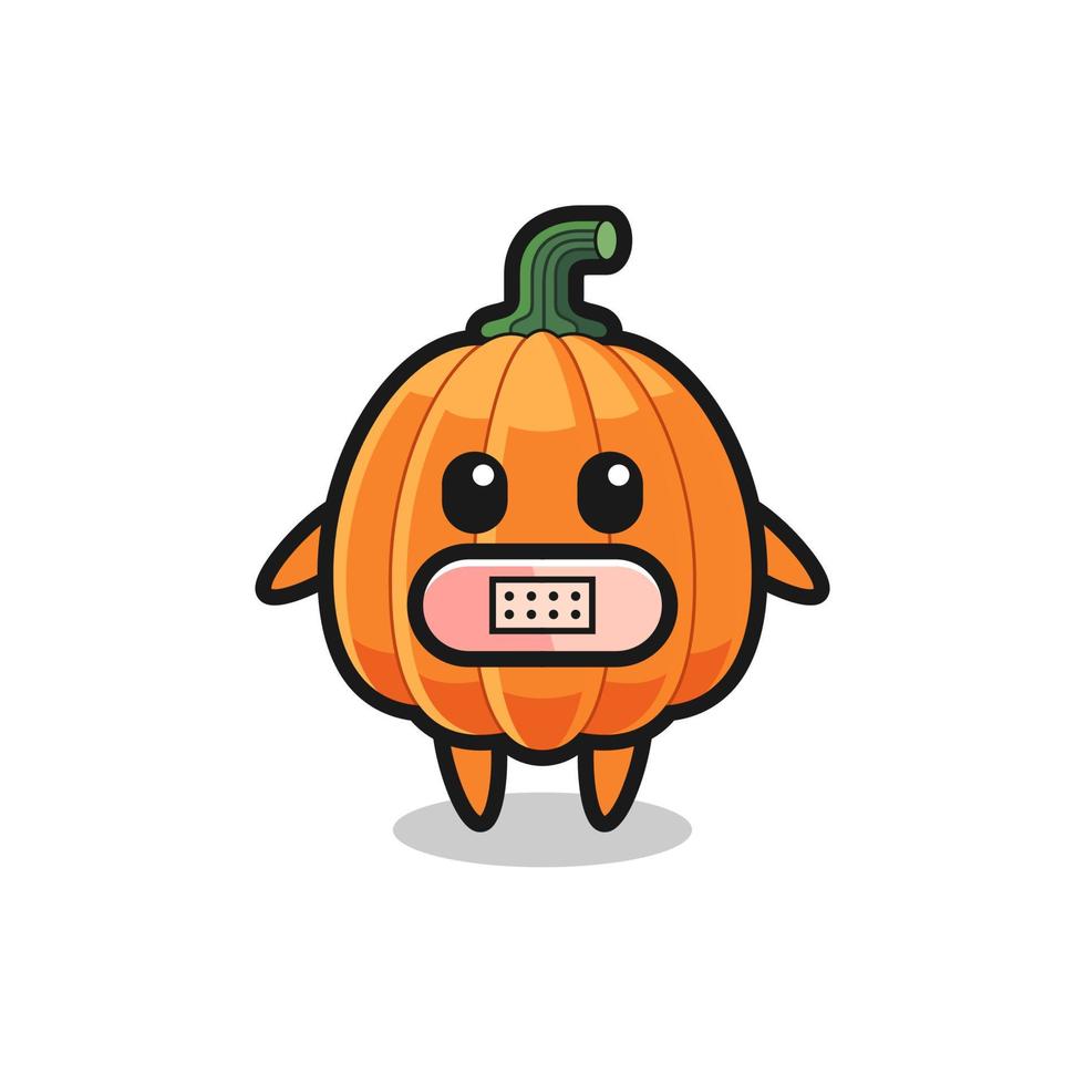 ilustración de dibujos animados de calabaza con cinta adhesiva en la boca vector