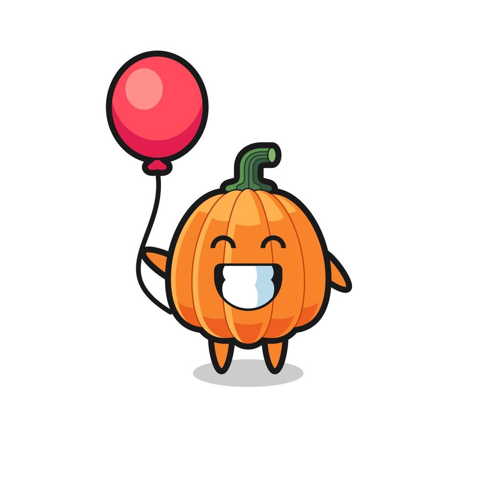 ilustración de mascota de calabaza está jugando globo vector