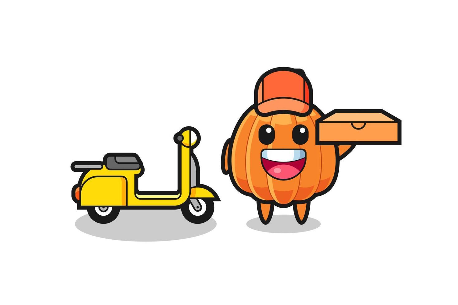 Character Illustration of pumpkin as a pizza deliveryman vector